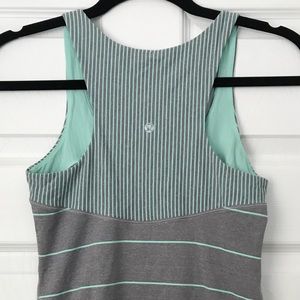 Lululemon Beautiful Grey & Teal Striped Tank